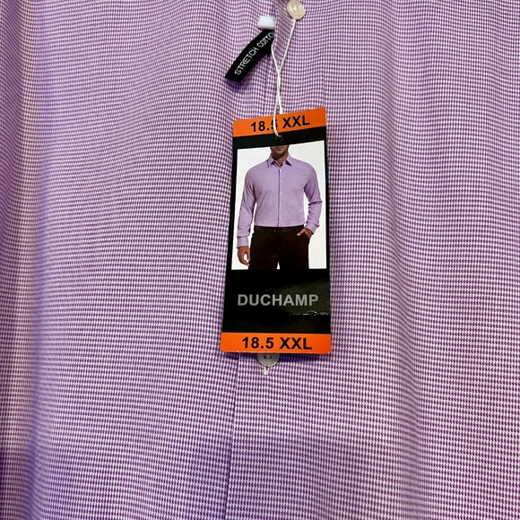 NWT Men's Duchamp London Slim Fit Purple Cotton Stretch Dress Shirt XXL or 18.5 - Picture 3 of 3
